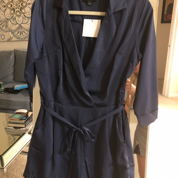 Blue Matt Satin Romper - Picture 3 of 3